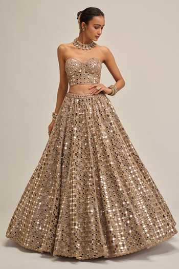 Vvani By Vani Vats Mirror Cutwork Corset With Lehenga 