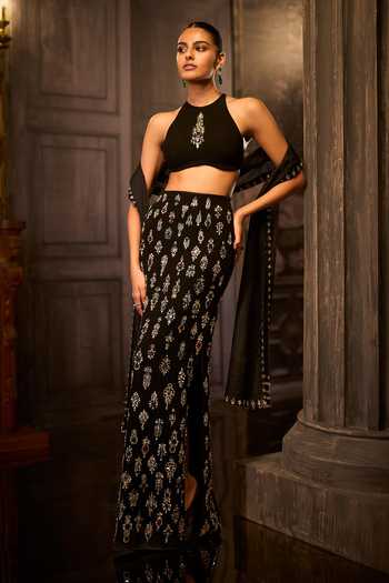 Seema Gujral Crystal Work Blouse Skirt Set 