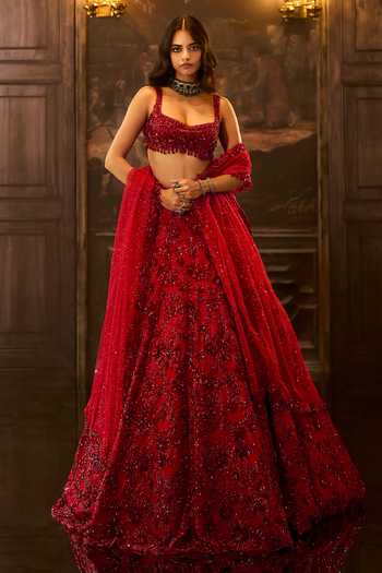 Seema Gujral Crystal Embroidered Bridal Lehenga Set