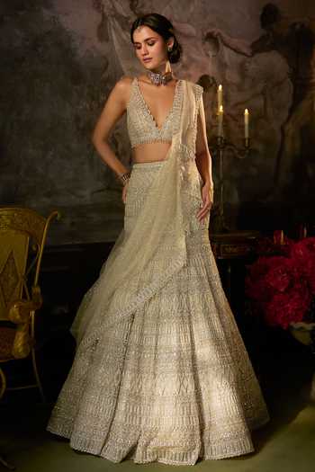 Seema Gujral Geometric Embroidered Lehenga Set