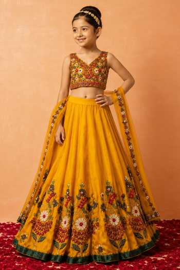 Quench A Thirst 3D Applique Work Lehenga Set