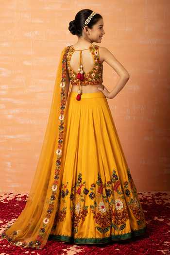 Quench A Thirst 3D Applique Work Lehenga Set