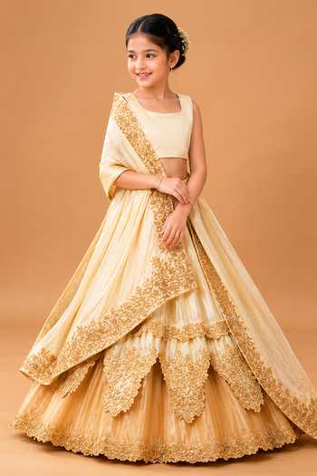 Quench A Thirst Golden Ombre Embroidered Lehenga Set 