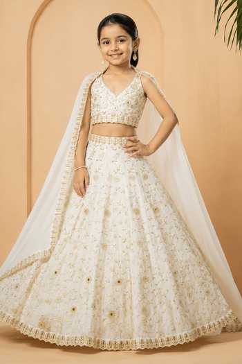 Quench A Thirst Ivory Mirror Embellished Lehenga Set