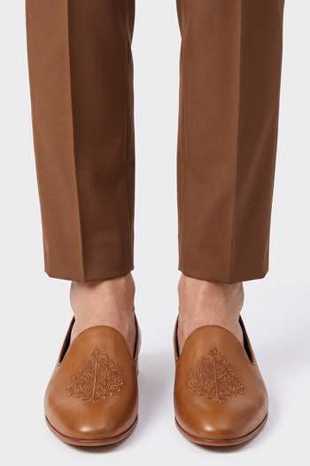 Buy_Bubber Couture_Brown Wesley Embroidered Juttis _Online_at_Aza_Fashions