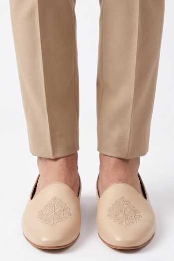 Shop Bubber Couture Beige Mikel Thread Embroidered Juttis Online at Aza Fashions Shop_Bubber Couture_Beige Mikel Thread Embroidered Juttis _Online_at_Aza_Fashions