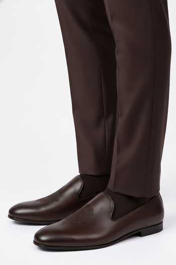 Buy_Bubber Couture_Brown Nicholas Embroidered Juttis _Online_at_Aza_Fashions