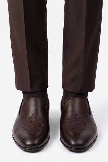 Shop_Bubber Couture_Brown Nicholas Embroidered Juttis _Online_at_Aza_Fashions