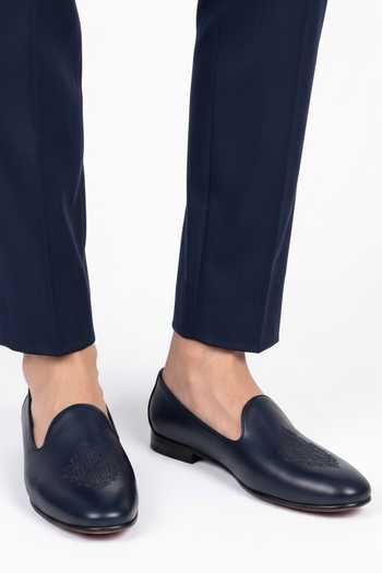 Bubber Couture Blue Esteban Embroidered Slip On Juttis Online at Aza Fashions Bubber Couture_Blue Esteban Embroidered Slip On Juttis _Online_at_Aza_Fashions