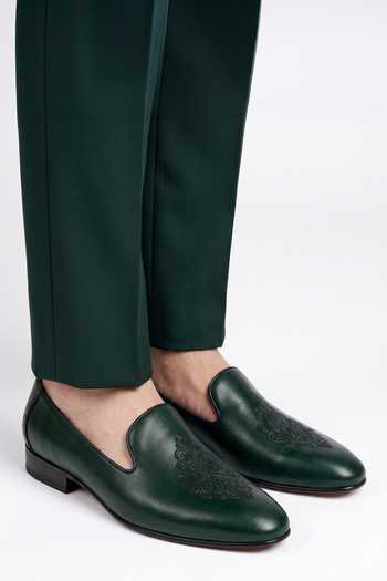 Shop Bubber Couture Green Kingsley Embroidered Juttis Online at Aza Fashions Shop_Bubber Couture_Green Kingsley Embroidered Juttis _Online_at_Aza_Fashions