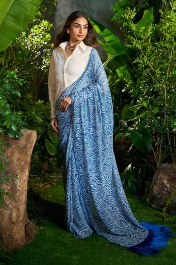 Aariyana Couture Animal Swirl Print Saree With Shirt