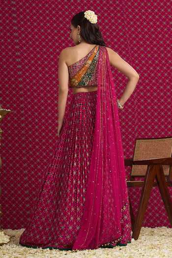 Aayushi Maniar Tara Lehenga & One Shoulder Blouse Set 