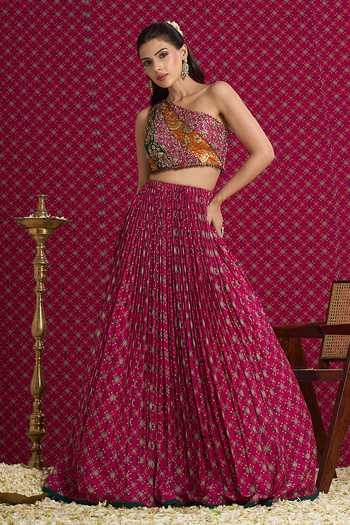 Aayushi Maniar Tara Lehenga & One Shoulder Blouse Set 