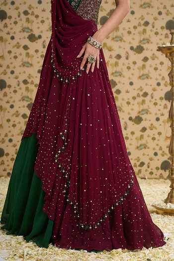 Buy Aayushi Maniar Maroon Silk, Georgette Embroidery, Sequins, Beads, Latika Corset Lehenga Set Online at Aza Fashions Buy_Aayushi Maniar_Maroon Silk, Georgette Embroidery, Sequins, Beads, Latika Corset Lehenga Set _Online_at_Aza_Fashions
