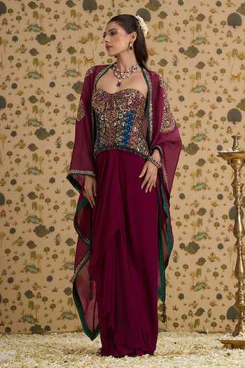 Aayushi Maniar Manjari Cape Skirt Set 
