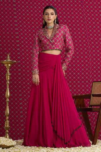 Aayushi Maniar Ketki Draped Skirt With Jacket 