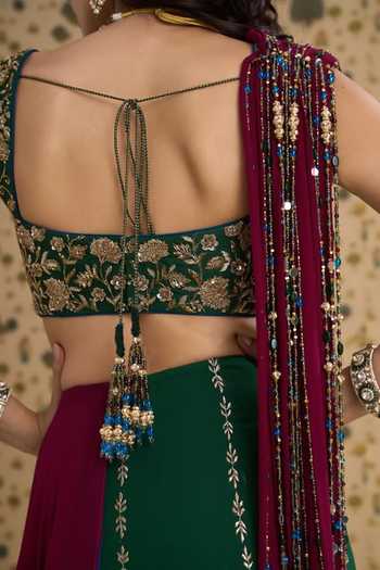 Buy Aayushi Maniar Multi Color Georgette, Silk Sweetheart Chitravali Pre-draped Saree With Blouse Online at Aza Fashions Buy_Aayushi Maniar_Multi Color Georgette, Silk Sweetheart Chitravali Pre-draped Saree With Blouse _Online_at_Aza_Fashions