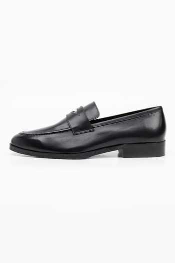 Dapper Shoes_Black Soft Unlined Leather Penny Loafers _Online_at_Aza_Fashions