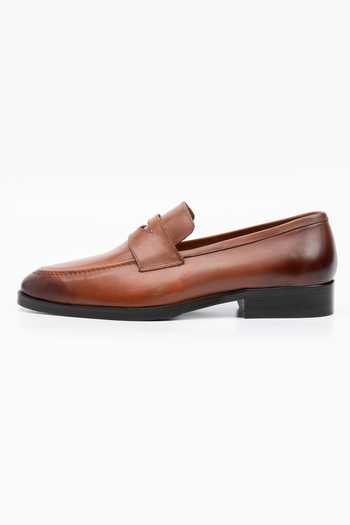 Dapper Shoes_Brown Soft Unlined Leather Penny Loafers _Online_at_Aza_Fashions