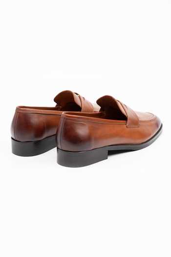 Buy_Dapper Shoes_Brown Soft Unlined Leather Penny Loafers _Online_at_Aza_Fashions