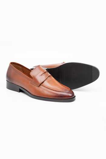 Shop_Dapper Shoes_Brown Soft Unlined Leather Penny Loafers _Online_at_Aza_Fashions
