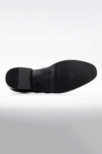 Dapper Shoes_Black Unlined Milled Leather Horsebit Loafers _at_Aza_Fashions