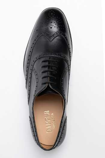 Dapper Shoes Black Full Brogue Wingtip Leather Oxfords at Aza Fashions Dapper Shoes_Black Full Brogue Wingtip Leather Oxfords _at_Aza_Fashions