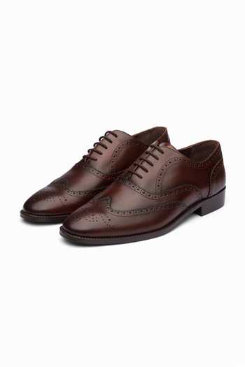 Dapper Shoes Full Brogue Wingtip Leather Oxfords 