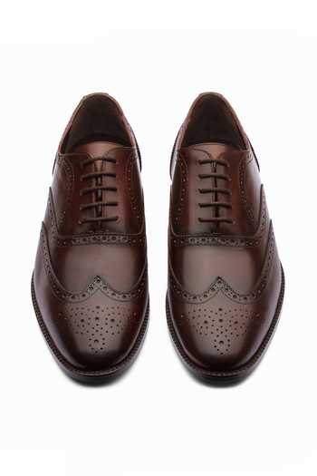 Dapper Shoes Full Brogue Wingtip Leather Oxfords 