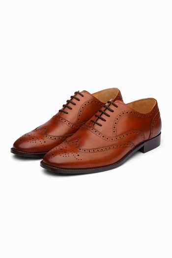 Dapper Shoes Full Brogue Wingtip Leather Oxfords 