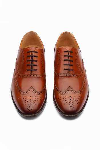 Dapper Shoes Full Brogue Wingtip Leather Oxfords 