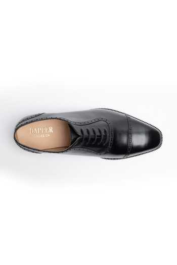 Dapper Shoes_Black Adelaide Oxford Leather Shoes _at_Aza_Fashions