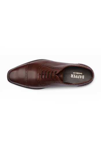 Dapper Shoes_Brown Adelaide Oxford Leather Shoes _at_Aza_Fashions