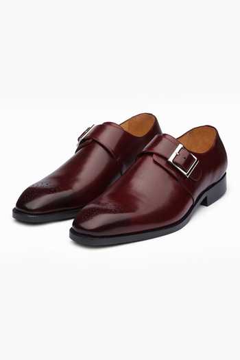 Dapper Shoes Medallion Single Monkstrap Leather Shoes 