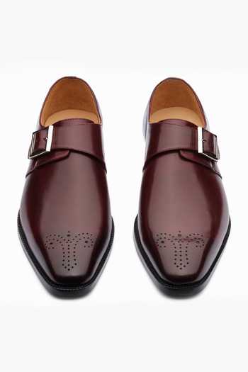Dapper Shoes Medallion Single Monkstrap Leather Shoes 
