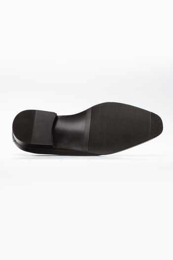 Dapper Shoes_Black Medallion Single Monkstrap Leather Shoes _at_Aza_Fashions