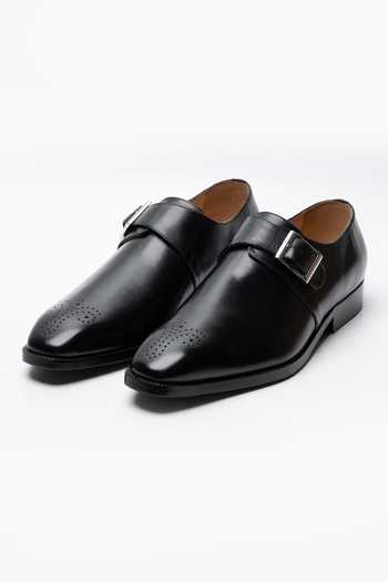 Dapper Shoes Medallion Single Monkstrap Leather Shoes 