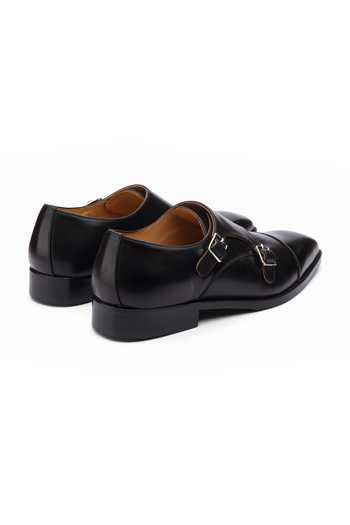 Shop Dapper Shoes Black Cap Toe Double Monkstrap Leather Shoes Online at Aza Fashions Shop_Dapper Shoes_Black Cap Toe Double Monkstrap Leather Shoes _Online_at_Aza_Fashions