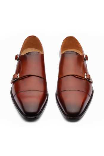 Dapper Shoes Cap Toe Double Monkstrap Leather Shoes 