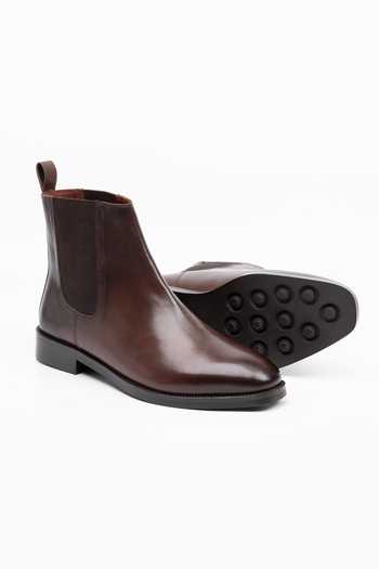 Dapper Shoes_Brown Leather Chelsea Boots _Online_at_Aza_Fashions
