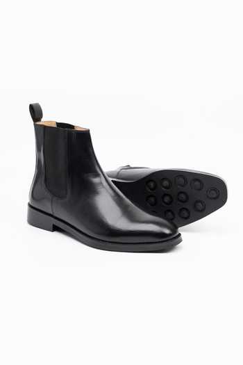 Dapper Shoes_Black Leather Chelsea Boots _Online_at_Aza_Fashions