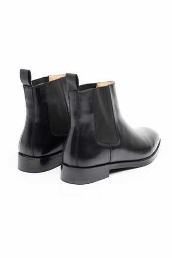 Shop_Dapper Shoes_Black Leather Chelsea Boots _Online_at_Aza_Fashions