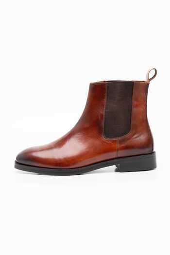 Buy_Dapper Shoes_Brown Leather Chelsea Boots _Online_at_Aza_Fashions