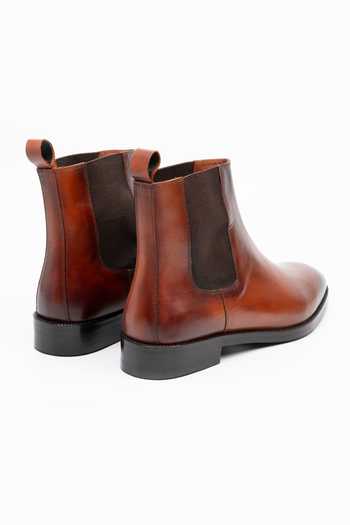 Shop_Dapper Shoes_Brown Leather Chelsea Boots _Online_at_Aza_Fashions