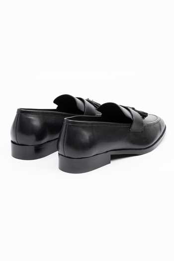 Dapper Shoes_Black Soft Unlined Leather Tassel Loafers _Online_at_Aza_Fashions