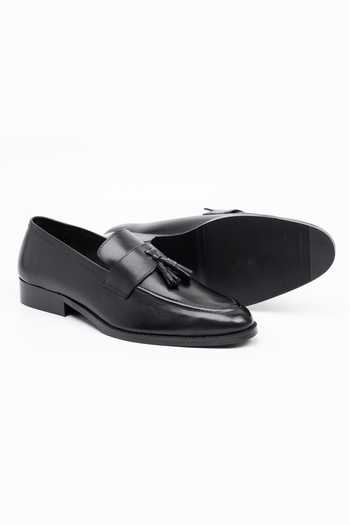 Buy_Dapper Shoes_Black Soft Unlined Leather Tassel Loafers _Online_at_Aza_Fashions