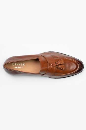 Dapper Shoes_Brown Soft Unlined Leather Tassel Loafers _at_Aza_Fashions