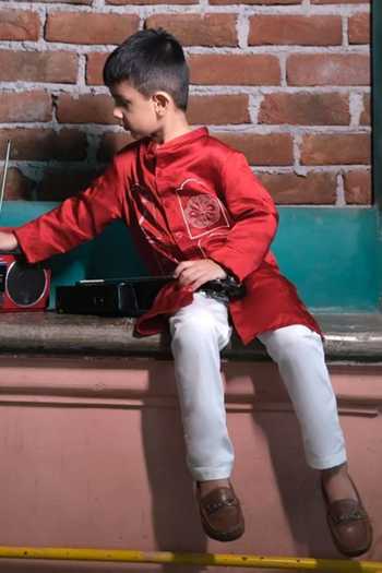 Funny Bones Clothings Raag Silk Kurta Pyjama Set 