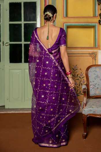 Geroo Jaipur Gota Patti Embroidered Saree With Blouse 