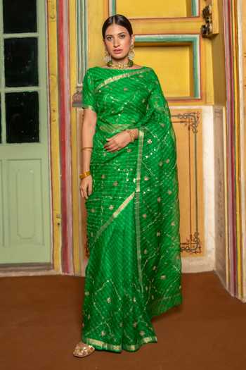 Geroo Jaipur Hand Embroidered Saree With Blouse 